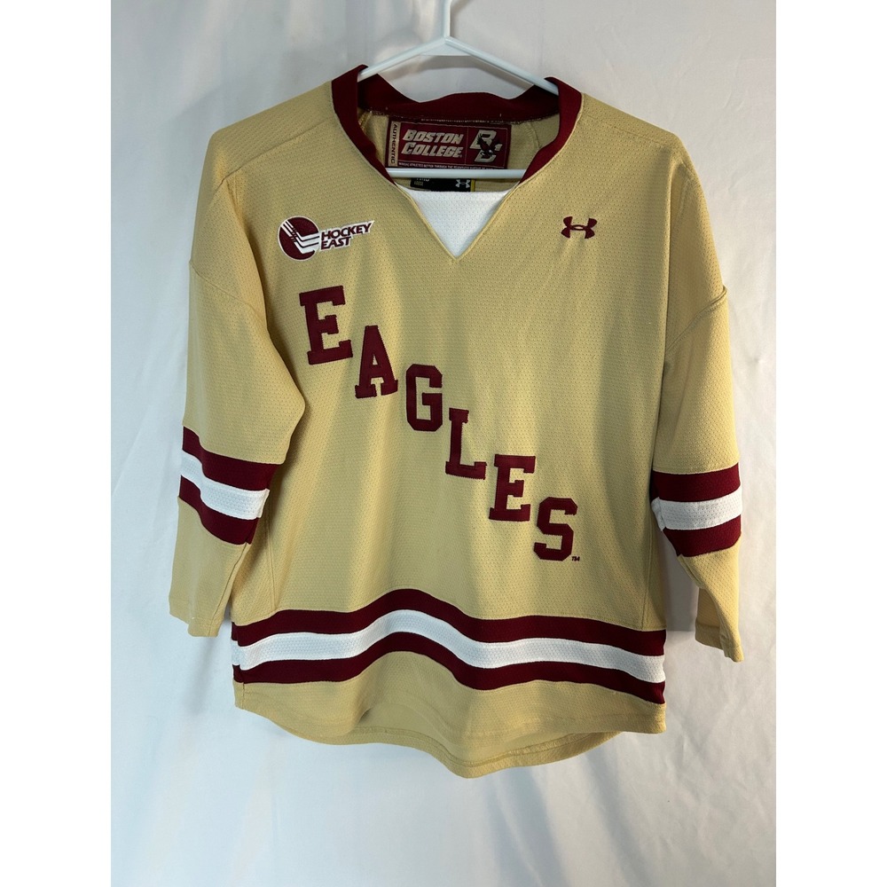 Under Armour Boston College Eagles Hockey East Youth Jersey Gold Loose Fit YMed - Picture 7 of 14